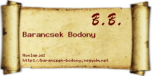 Barancsek Bodony névjegykártya